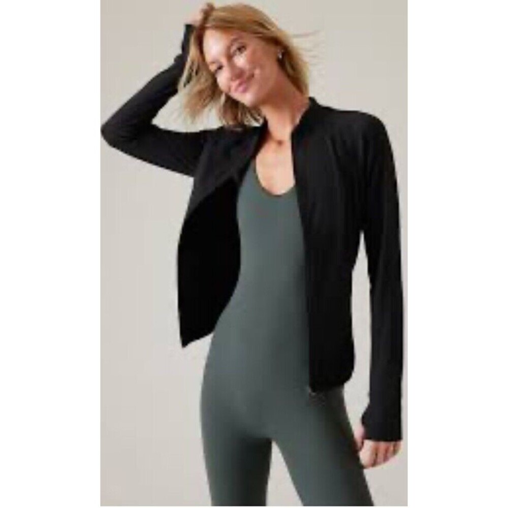 Athleta Salutation Ribbed Jacket Size XS X Small  Black